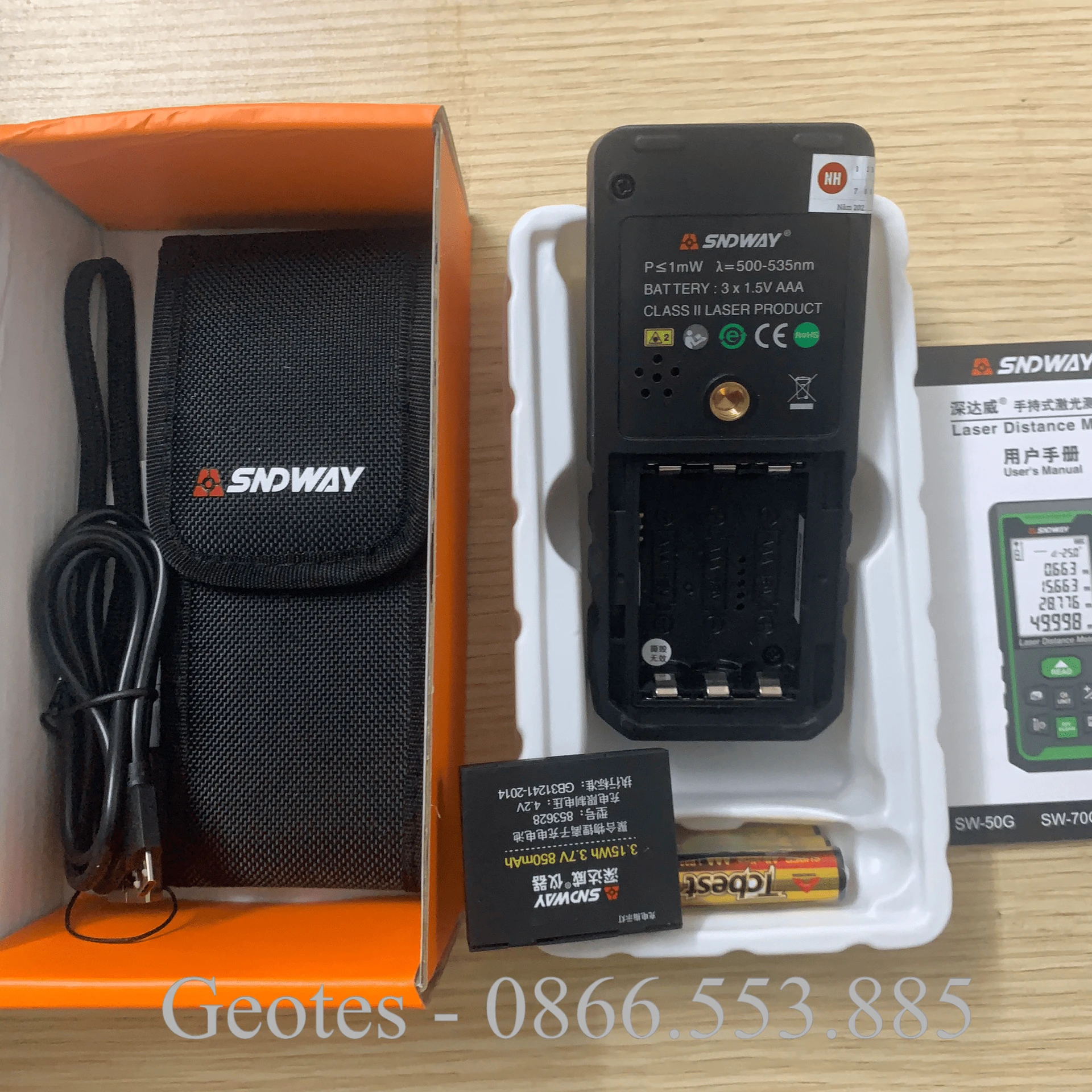 Máy đo khoảng cách SNDWAY SW-50G Tia laser màu xanh Chính hãng