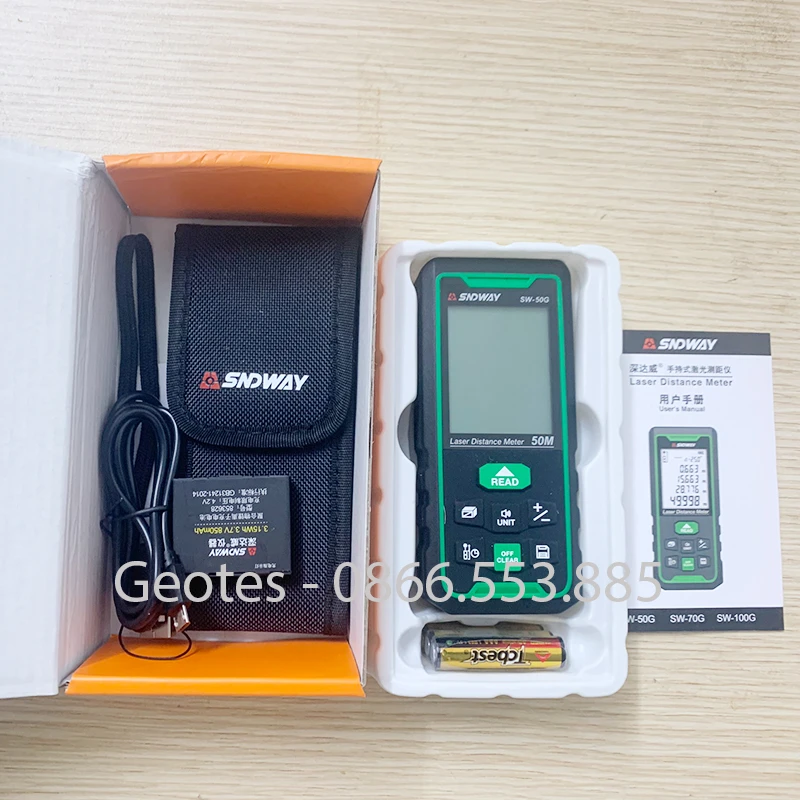 Máy đo khoảng cách SNDWAY SW-50G Tia laser màu xanh Chính hãng