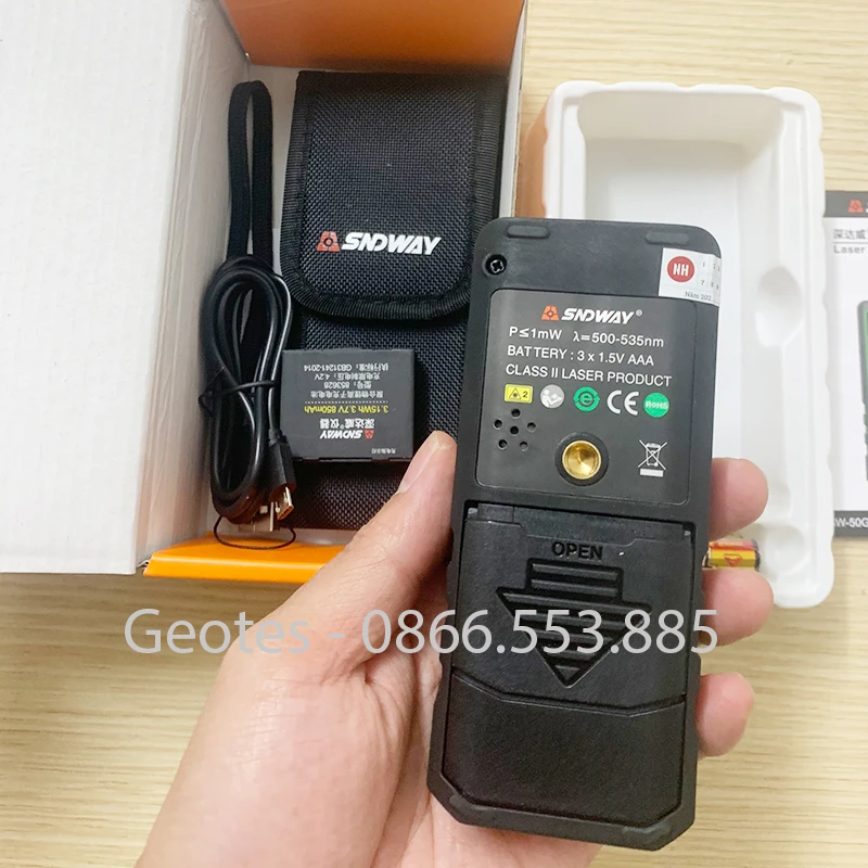 Máy đo khoảng cách SNDWAY SW-50G Tia laser màu xanh Chính hãng